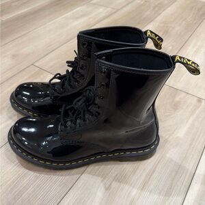 Black Glossy Combat Boots